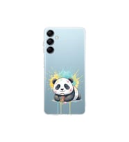 Samsung Galaxy M14 ile Uyumlu Splash Panda Tasarımlı Şeffaf Silikon Kılıf