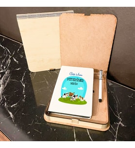 Veteriner Hekim Ahşap Kutulu Defter Kalem Set 004