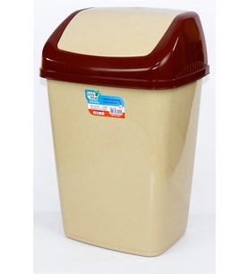 Polytime Sallanır Kapak Ofis Banyo Mutfak Bahçe Çöp Kutusu Kovası / 50 Litre / Krem / 68 x 41 x 33 Cm.