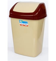 Polytime Sallanır Kapak Ofis Banyo Mutfak Bahçe Çöp Kutusu Kovası / 50 Litre / Krem / 68 x 41 x 33 Cm.