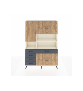 Arges Dolap 9 Raflı 5 Çekmeceli 5 Kapaklı 132x30x195 Aytaşı-Çam/Antrasit