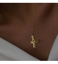 Kişiye Özel 925 Ayar Gümüş Tasarım Çift İsim Kolye (Gold)