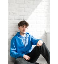 Kapşonlu Baskılı Regular Fit 2 İplik Erkek Sweatshirt (Mavi)