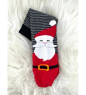 Yılbaşı Temalı Siyah Çizgili Noel Baba Çorap