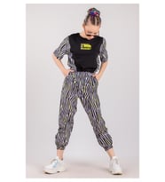 Kız Çocuk Zebra Desenli Paçası Lastikli Alt-Üst Takım