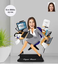 Kişiye Özel İş Kadını Ahşap Eco Biblo -7