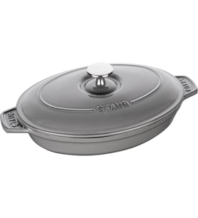 Staub La Cocotte Kapaklı Döküm Servis Tabağı, Demir, Gri (Çok Renkli)