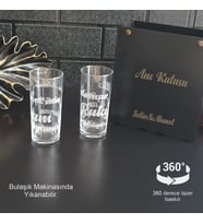 Kişiye Özel 360 Derece Lazer Yazı Baskılı Rakı Bardağı Hediye Seti