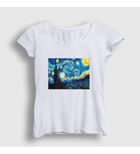 Presmono Kadın Beyaz Starry Night Art Painter Vincent Van Gogh T-Shirt 303193tt