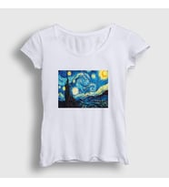 Presmono Kadın Beyaz Starry Night Art Painter Vincent Van Gogh T-Shirt 303193tt