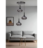 ZARA 3 LÜ TEPSİLİ SİYAH FÜME CAMLI SARKIT