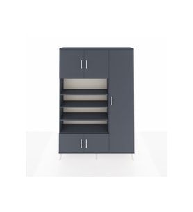 Arges Dolap 11 Raflı 5 Kapaklı 132x30x195 Antrasit-Antrasit/Antrasit