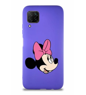 Huawei P40 Lite Soft Premier Kapak Minnie Mouse-A Tasarımlı Silikon Kılıf - Mor (Şeffaf)