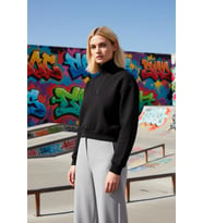 Kadın Dik Yaka Fermuar Detaylı Crop Sweatshirt Fonksiyonel Dayanıklı Kaliteli Konforlu Şık