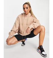 Sportswear Phoenix Fleece Oversize Pullover Hoodie Kadın Kapüşonlu Bol Kesim Sweatshirt Bej
