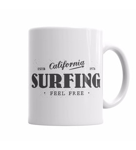 California Surfing Feel Free Kupa Bardak Porselen