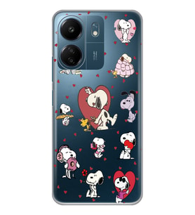 Xiaomi Redmi 13C Uyumlu Snoopy ve Kalp Tasarımlı Şeffaf Telefon Kılıfı