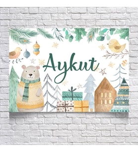 Sevimli Ayıcık Temalı Doğum Günü Afişi