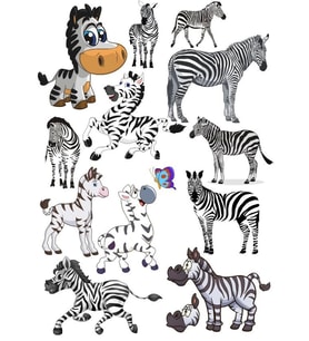 Zebra Sticker Set-1 13 Parça Telefon, Tablet, Defter, Laptop Sticker