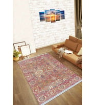 Pembe Vintage Dokuma Pamuk Tabanlı Kaymaz Kilim KLM183