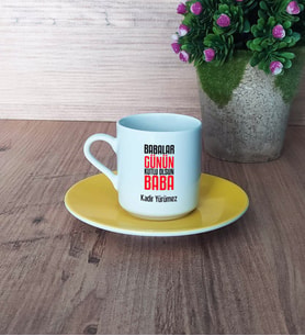 Babalar Günü Hediyesi Türk Kahvesi Fincanı Sarı Babaya Hediye