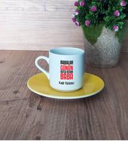 Babalar Günü Hediyesi Türk Kahvesi Fincanı Sarı Babaya Hediye