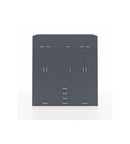 Kronos Dolap 6 Raflı 6 Çekmeceli 4 Askılı 220x59x243 Antrasit-Antrasit/Antrasit