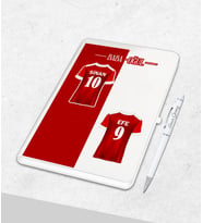 Futbol Ailesi , Babalar Günü Hediyesi ,Kişiselleştirilmiş Futbol Beyaz Defter & Kalem  ,Kişiselleştirilmiş Rüya Takımı Özel Futbol Baskısı , Kardeşe Hediye