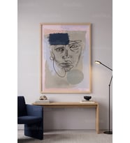 Minimalist Soyut Portre 1. Kalite Ahşap Çerçeveli Tablo