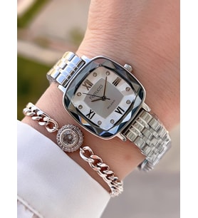 Ferrucci Çelik Kordon Kararma Renk Atma Yapmaz 2 Yıl Garantili Kadın Kol Saati+Bileklik F.03262.01 (Gri)