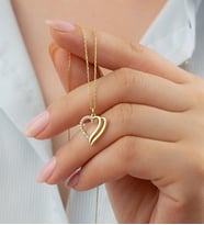925 Ayar Gümüş Çift Şeritli Kalp Kolye