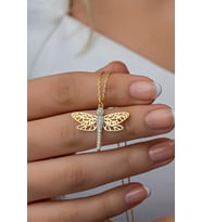 925 Ayar Gümüş Zirkon Taşlı Gold Yusufcuk Kolye