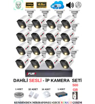 FURY Ip Güvenlik Kamera Seti 16 Kameralı Sesli 4mp Gece Renkli Su Geçirmez Ip5515s 500gb