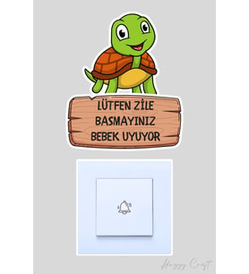 Huggy Craft Lütfen Zile Basmayınız Bebek Uyuyor Kapı Zili Etiketi - Sevimli Tospik Sticker