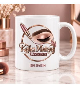 Kalıcı Makyaj Uzmanı Kupa Bardak Göz Kaş ve Uygulama Kalemi Desenli