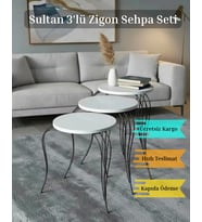 Sultan 3'lü Tel Zigon Sehpa Seti