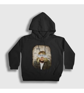 Presmono Unisex Çocuk Siyah Paper Nirvana Kurt Cobain Kapüşonlu Sweatshirt 35877tt