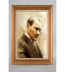 Çerçeveli Paspartulu Atatürk Tablo a511 (Gold)