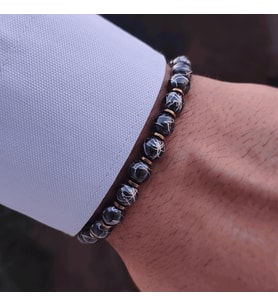 Clays Jewellery Hematit Doğal Taş Makrome Bileklik Gold 