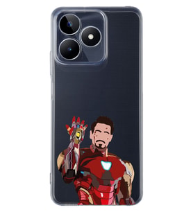 Realme C53 Uyumlu Iron Man Desenli Şeffaf Telefon Kılıfı