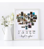 KİŞİYE ÖZEL TASARIM HEDİYE YIL DÖNÜMÜ KALPLİ  KOLAJ BEYAZ FOTOĞRAF ÇERÇEVESİ 21X30