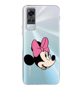Vivo Y51 Uyumlu Kamera Korumalı Kapak Minnie Mouse Tasarımlı Şeffaf Silikon Kılıf