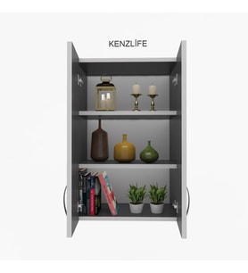 Kenzlife mutfak dolabı idil  090.040.32 gri 2 raflı kapaklı  ofis banyo kiler evrak kitaplık