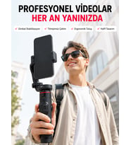 Akıllı Takipli Gimbal Selfie Stick Profesyonel Video Çekim Stabilizatörü Uzayabilir Tripod Bluetooth Kumandalı