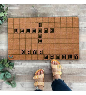 Valerine Life Scrabble Welcome Home Kişiye, İsme ve Aileye Özel Family Kapı Önü Paspası 45x70cm