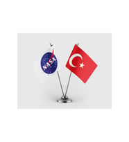 NASA Bayrağı ve Türkiye Bayrağı İkili Saten Masa Bayrağı Takımı