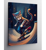 Kanvas Tablo Kaykaycı Kedi