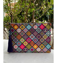 Etnik Mor Clutch Çanta