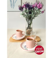 Keramika Elegant Blossoms Pembe Kahve Takımı 4 Parça 2 Kişilik 21793