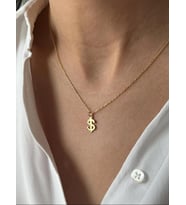 Kişiye Özel 925 Ayar Gümüş Minimal Dolar Figürlü Kolye (Gold)